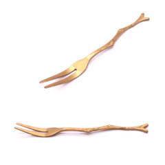 Tenedores Picada Copetin Postres Dorados Diseño Ramas - comprar online