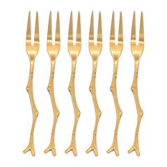 Imagen de Tenedores Picada Copetin Postres Dorados Diseño Ramas