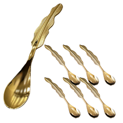 Set X6 Cucharitas Café Postre Acero Inoxidable Diseño Pluma - Es Necesario