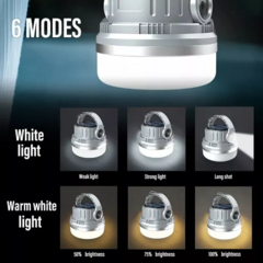 Lámpara Camping Farol Colgante Linterna Recargable Solar Usb