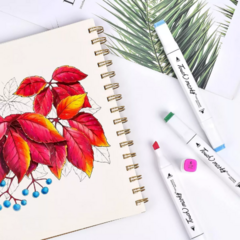 Imagen de Marcadores Fibras Resaltadores Punta Doble 12 a 60 Colores Diseño Dibujo Permanentes