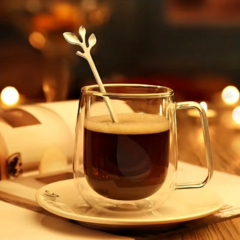 6 cucharas Té Café Acero Hojas Doradas - comprar online