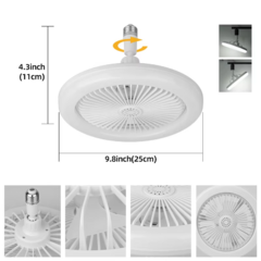 Ventilador Con Luz Control Remoto Para Porta Lámpara E27