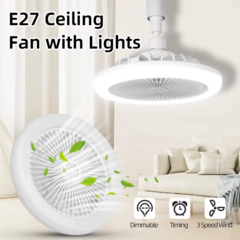 Ventilador Con Luz Control Remoto Para Porta Lámpara E27 - comprar online