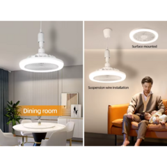 Ventilador Con Luz Control Remoto Para Porta Lámpara E27 - tienda online