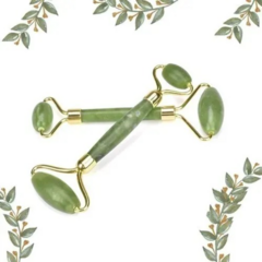 Imagen de Masajeador Doble Piedra Jade Real Rodillo Facial Corporal