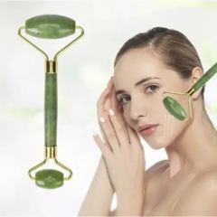 Masajeador Doble Piedra Jade Real Rodillo Facial Corporal - Es Necesario