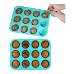 Imagen de Molde Silicona Goma Horno Muffins Cupcakes X12 Reposteria