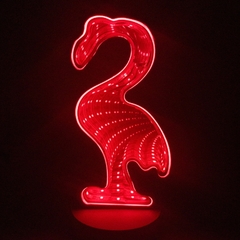 Lampara Led Flamenco Efecto Infinito Rojo Espejado
