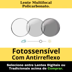 Lente Multifocal Digital Fotossenssível Free Form Policarbonato 70% CAMPO DE VISÃO
