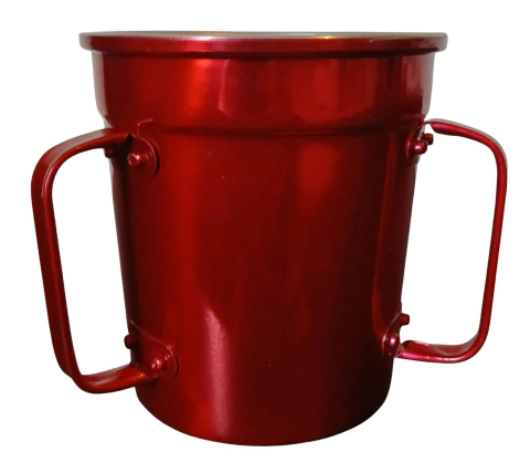 Caneca de Netilat Yadayim Grande vermelho de Alumínio Reluzente
