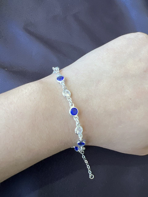 Pulseira Zircônias Brancas e Azul - comprar online