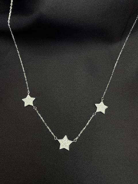 Colar 3 estrelas cravejadas - comprar online