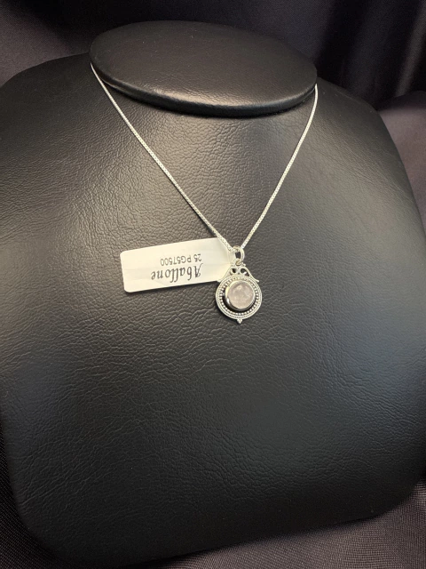 Colar 45cm pedra natural quartzo rosa - comprar online