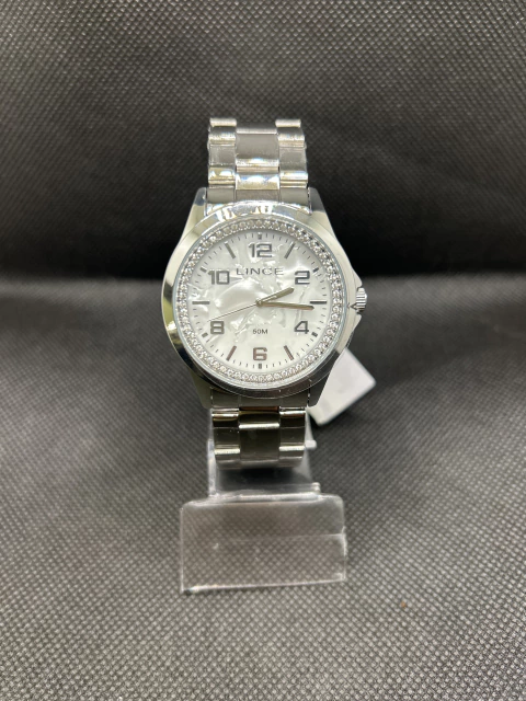 Relógio lince redondo com madrepérola e zircônias - comprar online