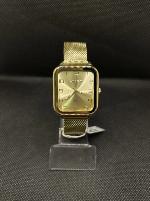 Relógio lince quadrado dourado - comprar online