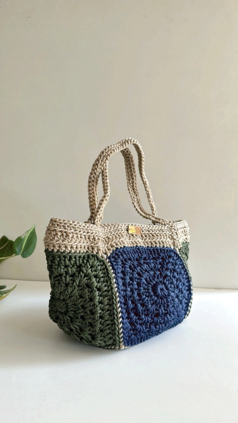 Bolsa Verano Azul marinho, verde musgo e rami