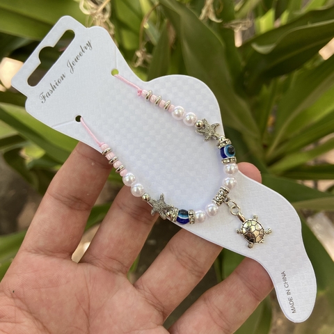 Tobillera tortuga rosa bebé