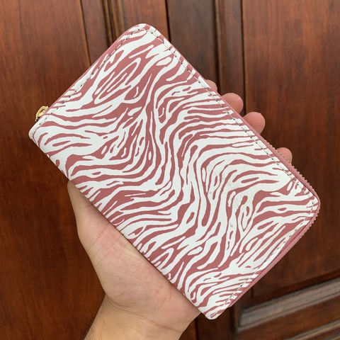 Billetera zebra rosa mediana