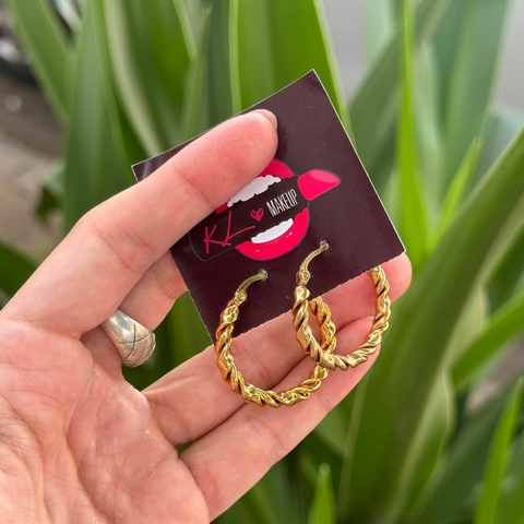 Aros acero dorado calada grandes