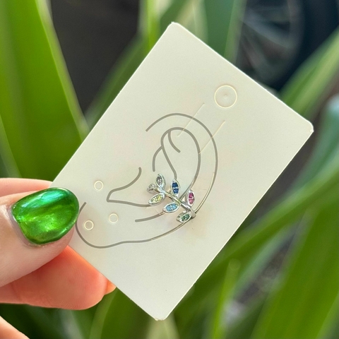 Cuff bronce plateado hojas multcolor