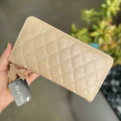 Billetera flor beige pratys