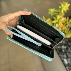 Billetera tricolor / azul, celeste y verde - comprar online