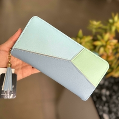 Billetera tricolor / azul, celeste y verde