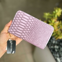 Billetera reptil lila mediana