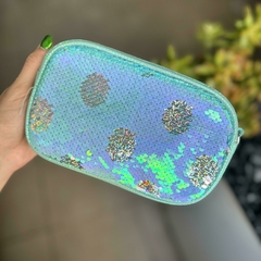 Porta cosmeticos lentejuelas / color: verde agua