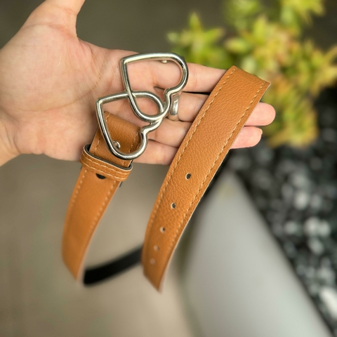 Cinto dos corazones marron 102cm