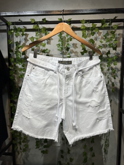 Bermuda Jeans Destroyed Branca