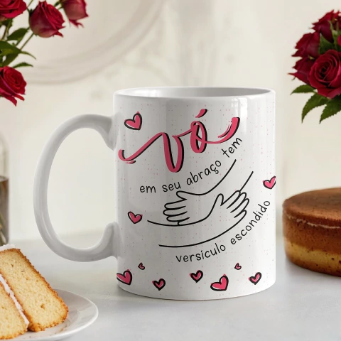 Arte Digital "Vó/Vô, em seu abraço tem versículo escondido"