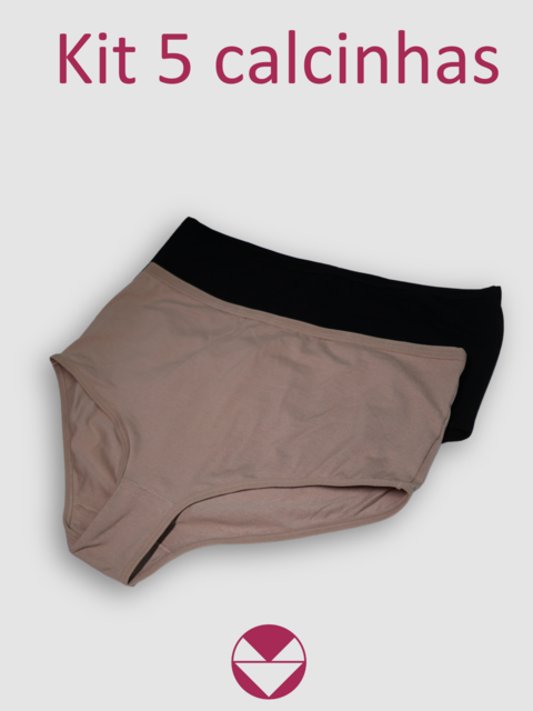 Kit Calcinha plus size algodão Fellina 5 PEÇAS - Ref. 2054 - (cor única ou sortida) - comprar online