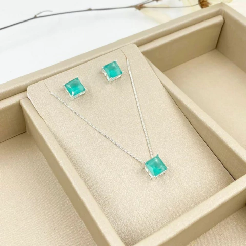 Conjunto Prata Pedra Fuzion