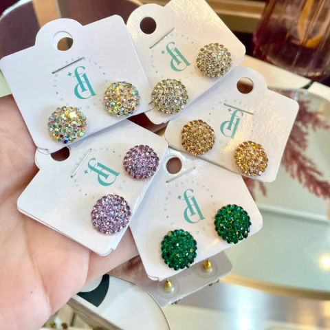 Brinco Mini Bolinha Strass T - comprar online