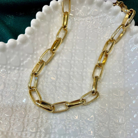 Colar Elos Médios Dourado