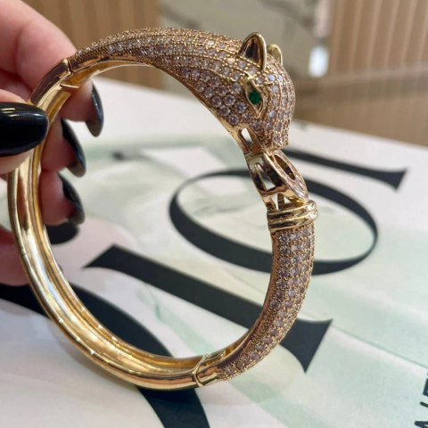 Bracelete Onça Cravejado