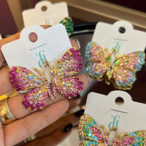 Brinco Borboleta strass G - comprar online