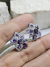 Brinco flor com zircônias ametista