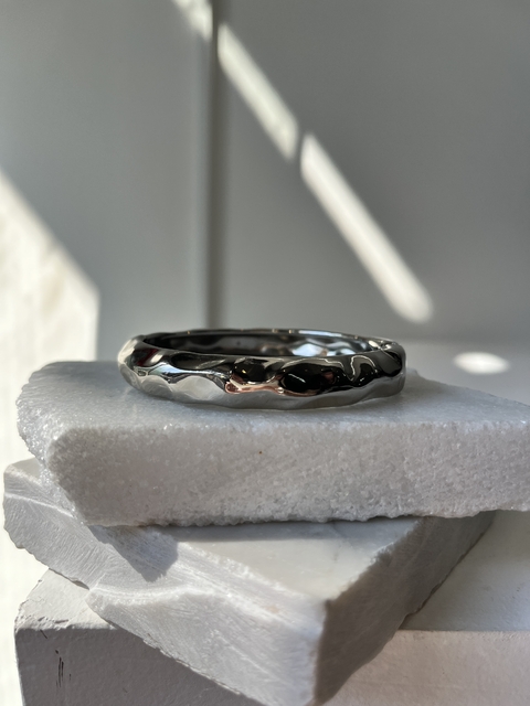 Bracelete Textura Orgânica Prateado