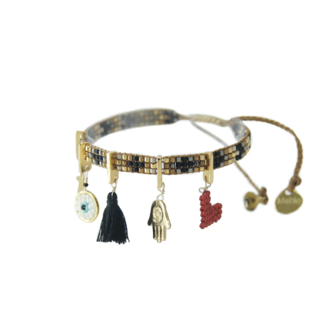 Pulseira MKY Charmy Preto e Dourado | Maria Sublime