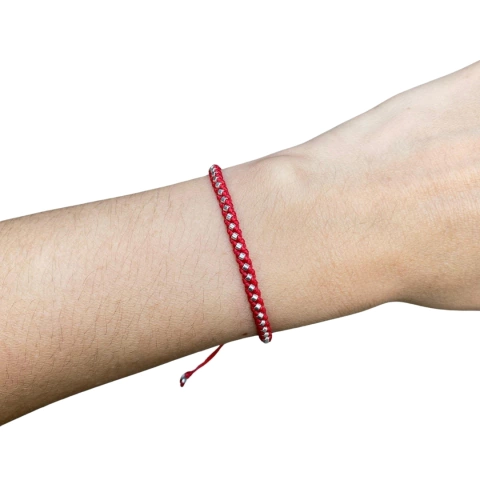 Pulseira Macra Diagonal Prateada | Maria Sublime