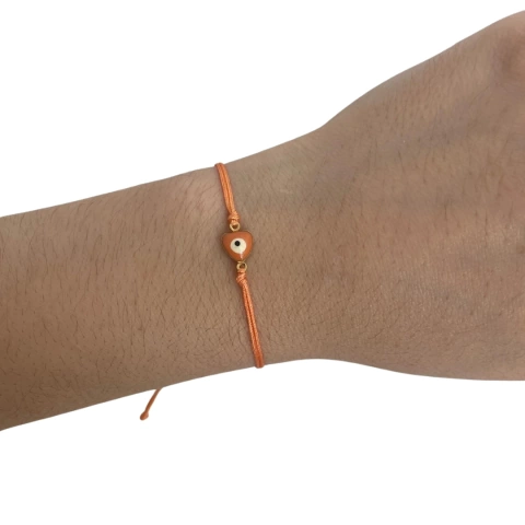 Pulseira Olho Grego Salmão Sorte | Maria Sublime