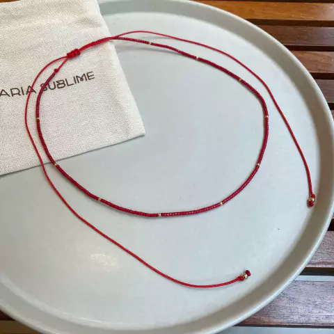 Choker de Miçangas Vermelha e Dourada | Maria Sublime - comprar online