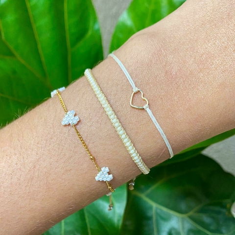 Conjunto Pulseiras Mini Heartsy Branco | Maria Sublime - comprar online