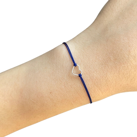Pulseira Coração Vazado Marinho Prata 925 | Maria Sublime - comprar online
