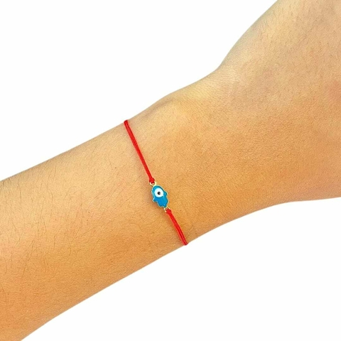 Pulseira Hamsá e Olho Vermelha com Turquesa | Maria Sublime - comprar online