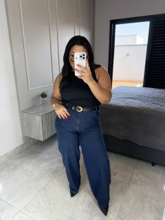 Wide Leg lisa escura Elen - comprar online