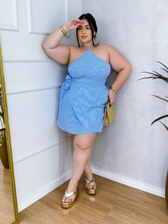 Vestido macaquinho Alicia listrado - Jacqueromodas Plus Size - As Melhores Peças no Plus Size